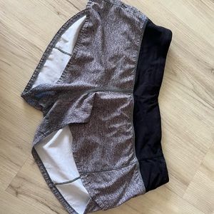 Lulu lemon Speed Up Mid Rise Lined Short, heather lux multi black, size 4